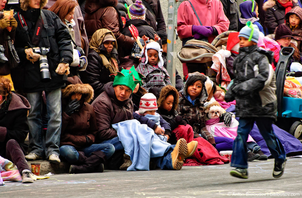 People crowd at the People crowd at the Santa Claus Parade, Toronto 2010