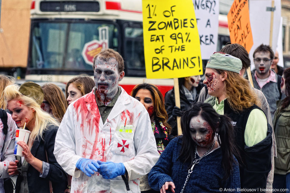 Occupy Toronto (Zombie walk: 1% of zombies eat 99% of the brains)