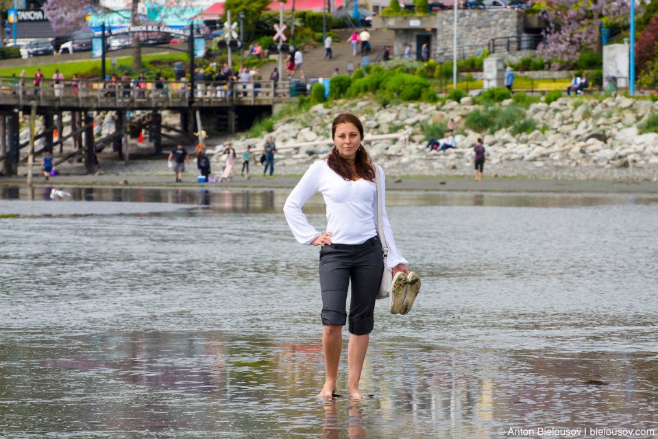 Wading at low tide in White Rock, BC