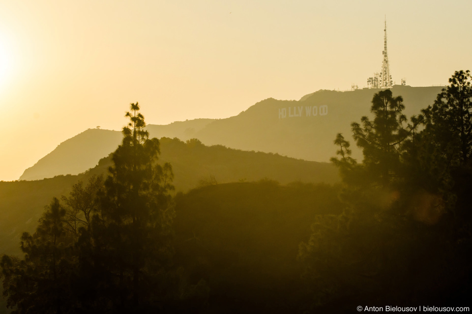 Вид на знак Голливуд из Обсерватории Гриффита