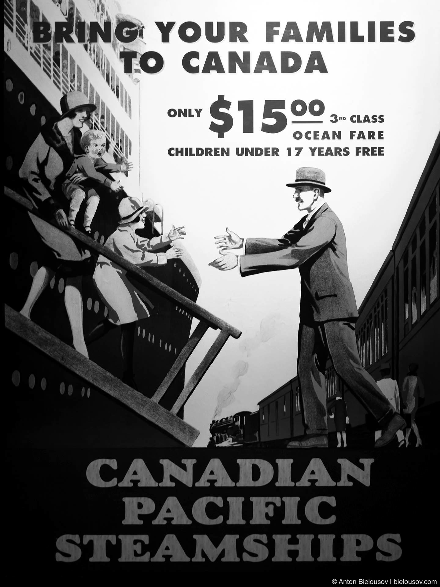Старая реклама иммиграции в Канаду 3-м классом за $15