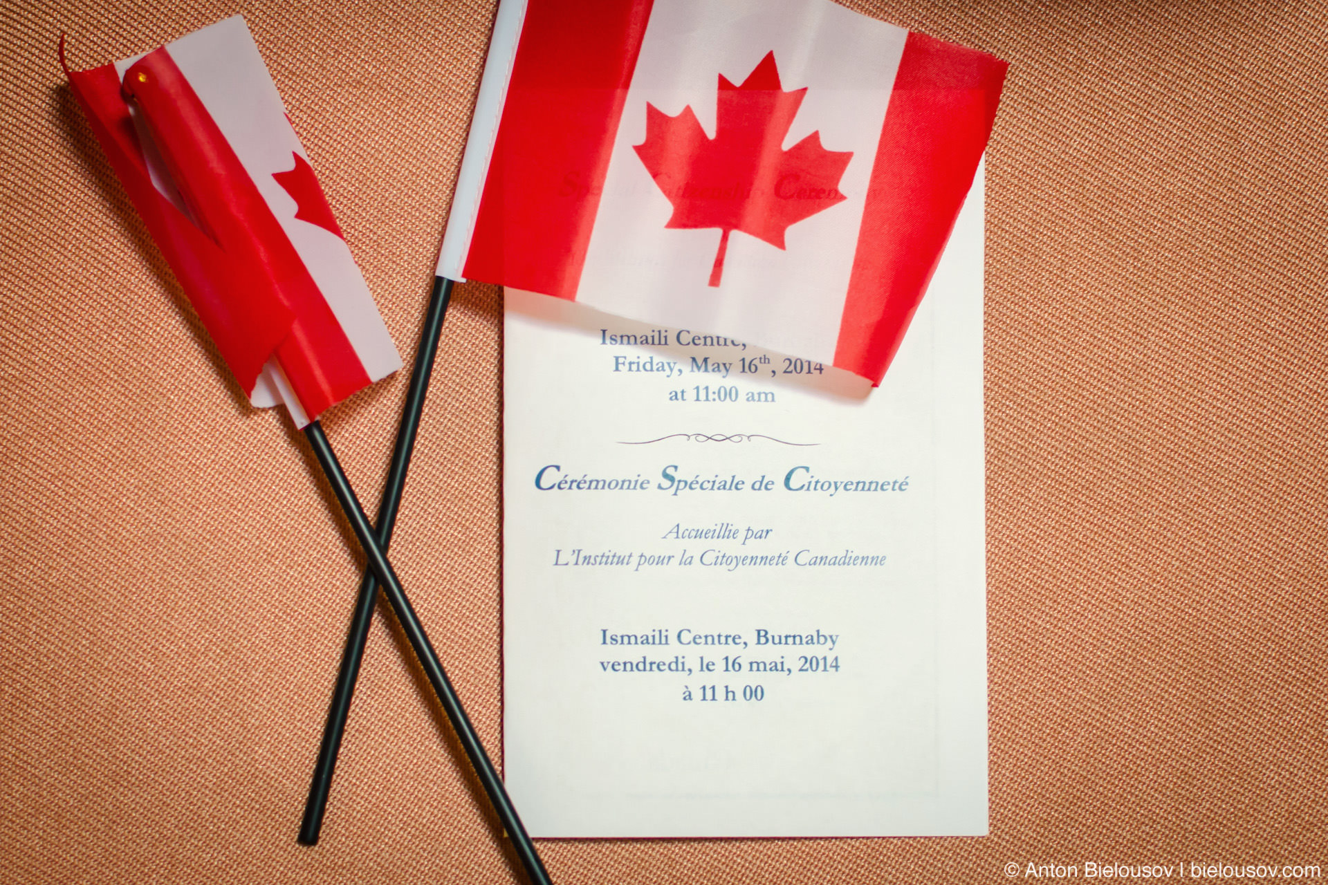 Программа церемонии вручения гражданства Канады